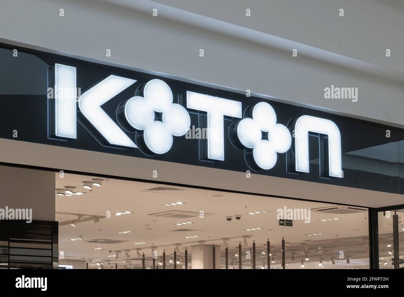 Koton logo store-a sign above a clothing and cotton products store of a  Turkish manufacturer. Krasnoyarsk, Russia, May 15, 2021 Stock Photo - Alamy