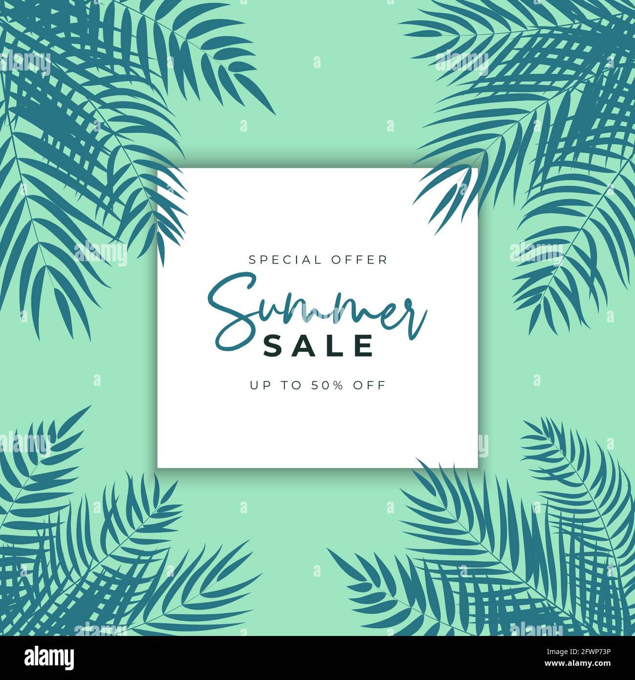Summer sale poster. Natural Background with Tropical Palm Leaves ...