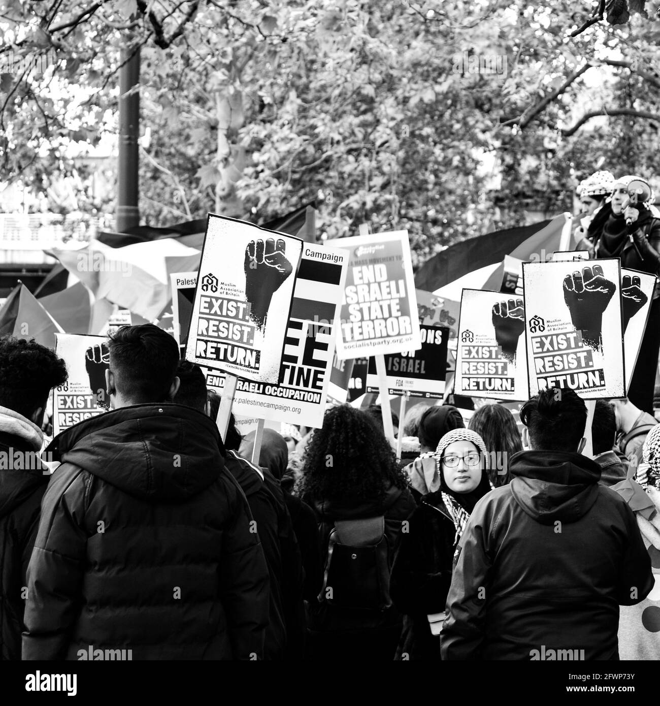 London UK - 05 22 2021 - Pro-Palestinian March through London Stock Photo