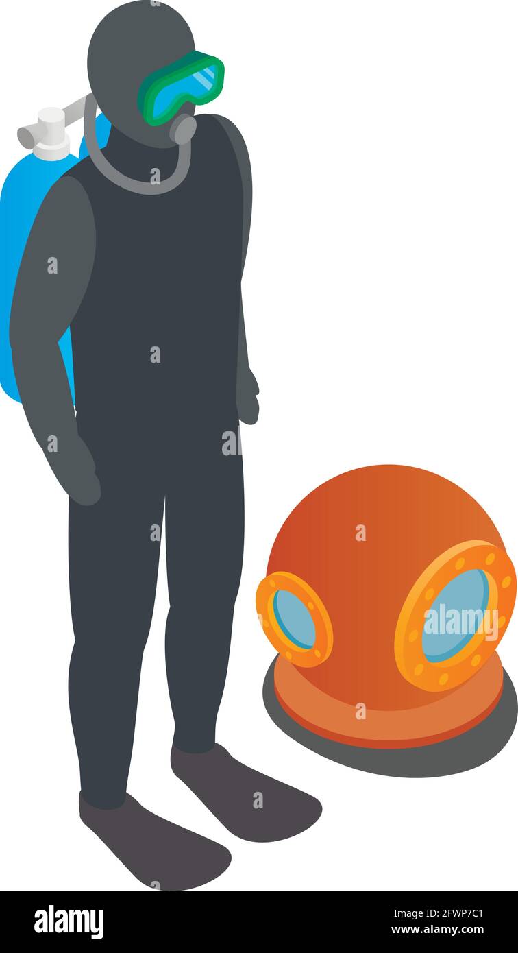 Scuba diver icon. Isometric illustration of scuba diver vector icon for web Stock Vector