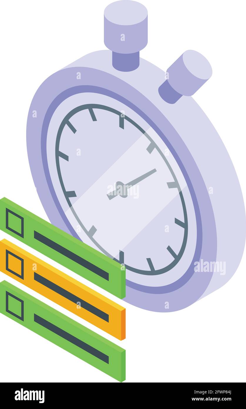 Task schedule stopwatch icon. Isometric of Task schedule stopwatch ...