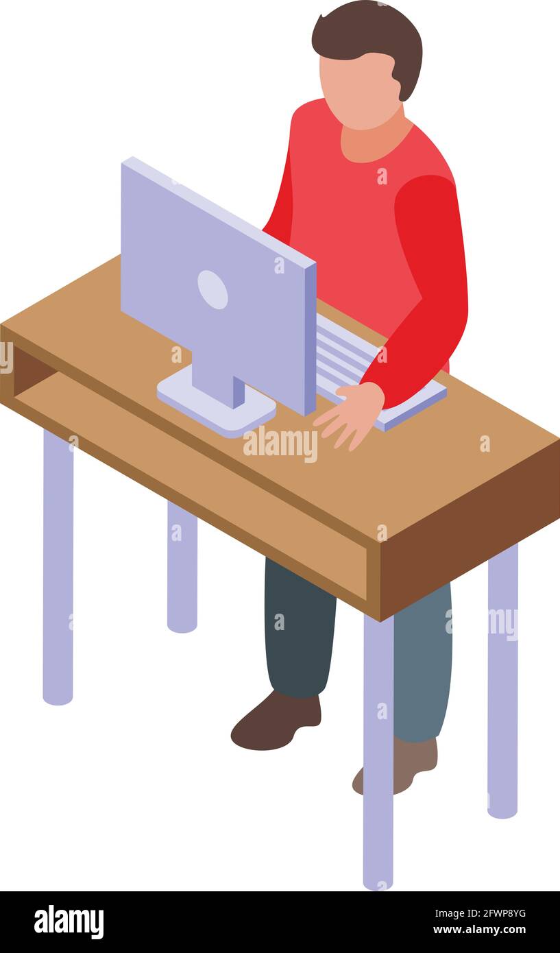 Ergonomic workplace icon. Isometric of Ergonomic workplace vector icon for web design isolated on white background Stock Vector
