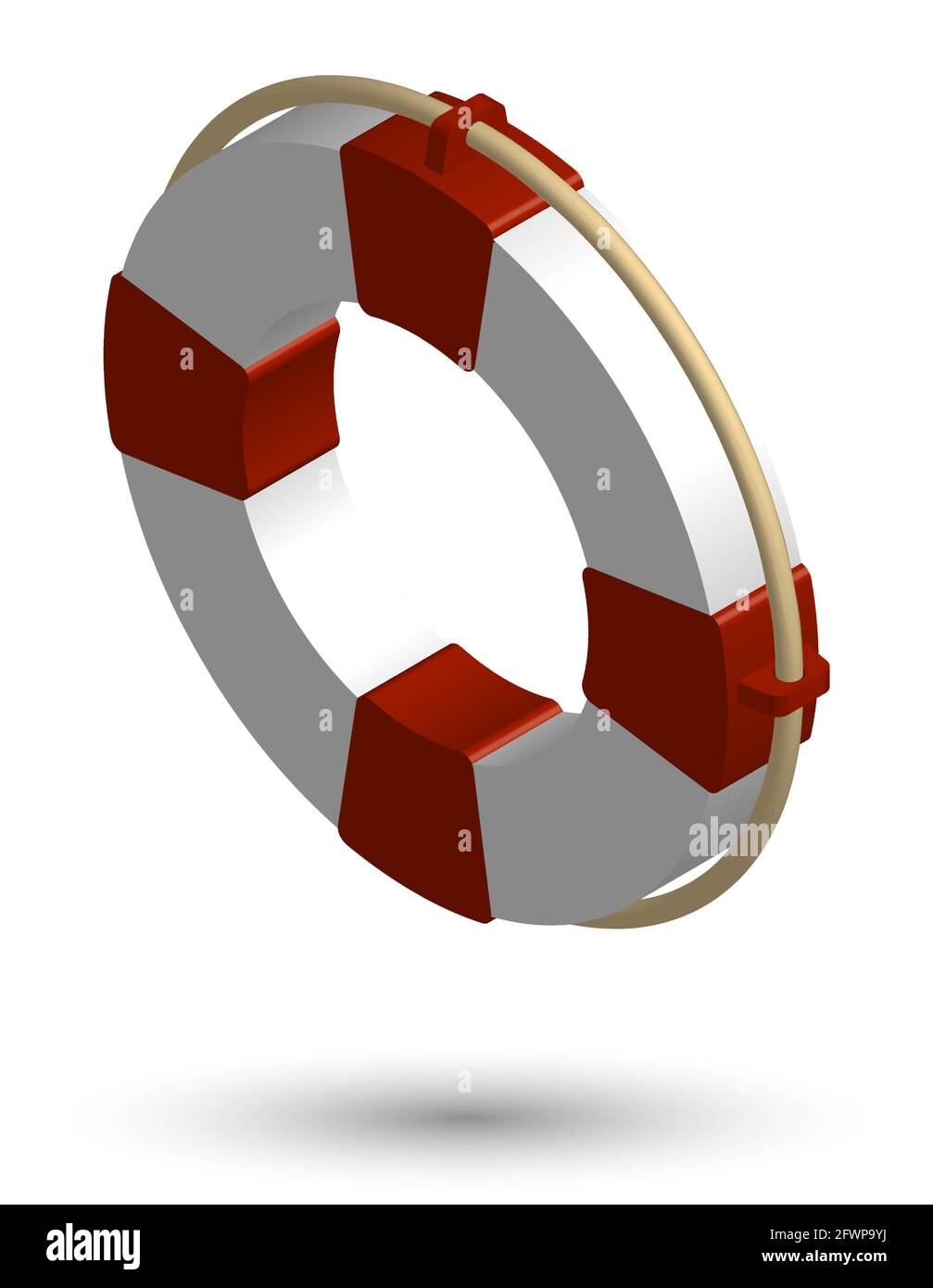3d life ring. Equipment for rescue of drowning, first aid to vacationers. Isometric vector on white Stock Vector