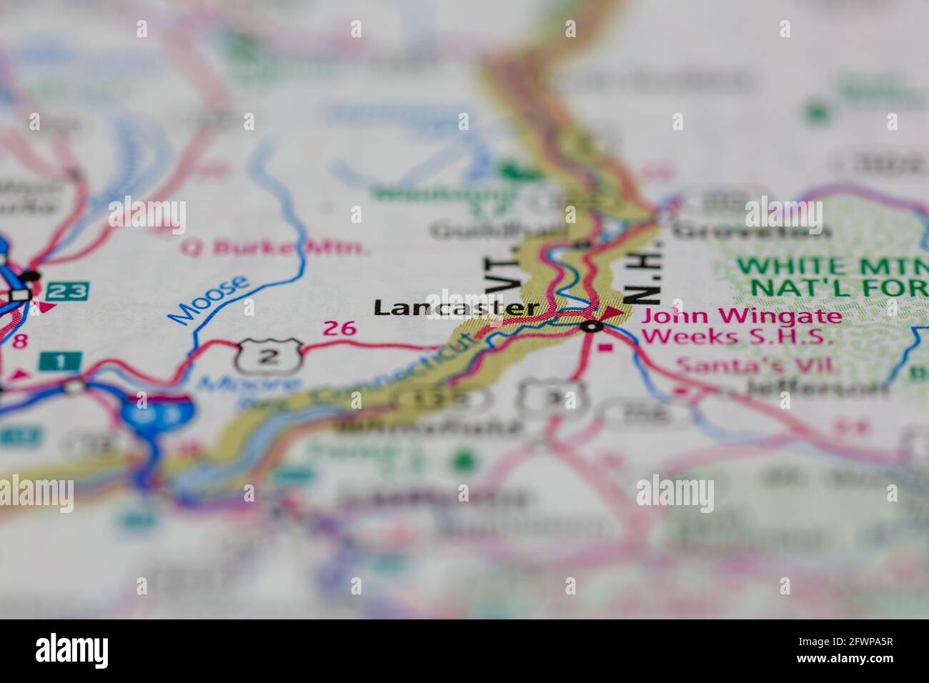Lancaster New Hampshire USA shown on a Geography map or Road map Stock 