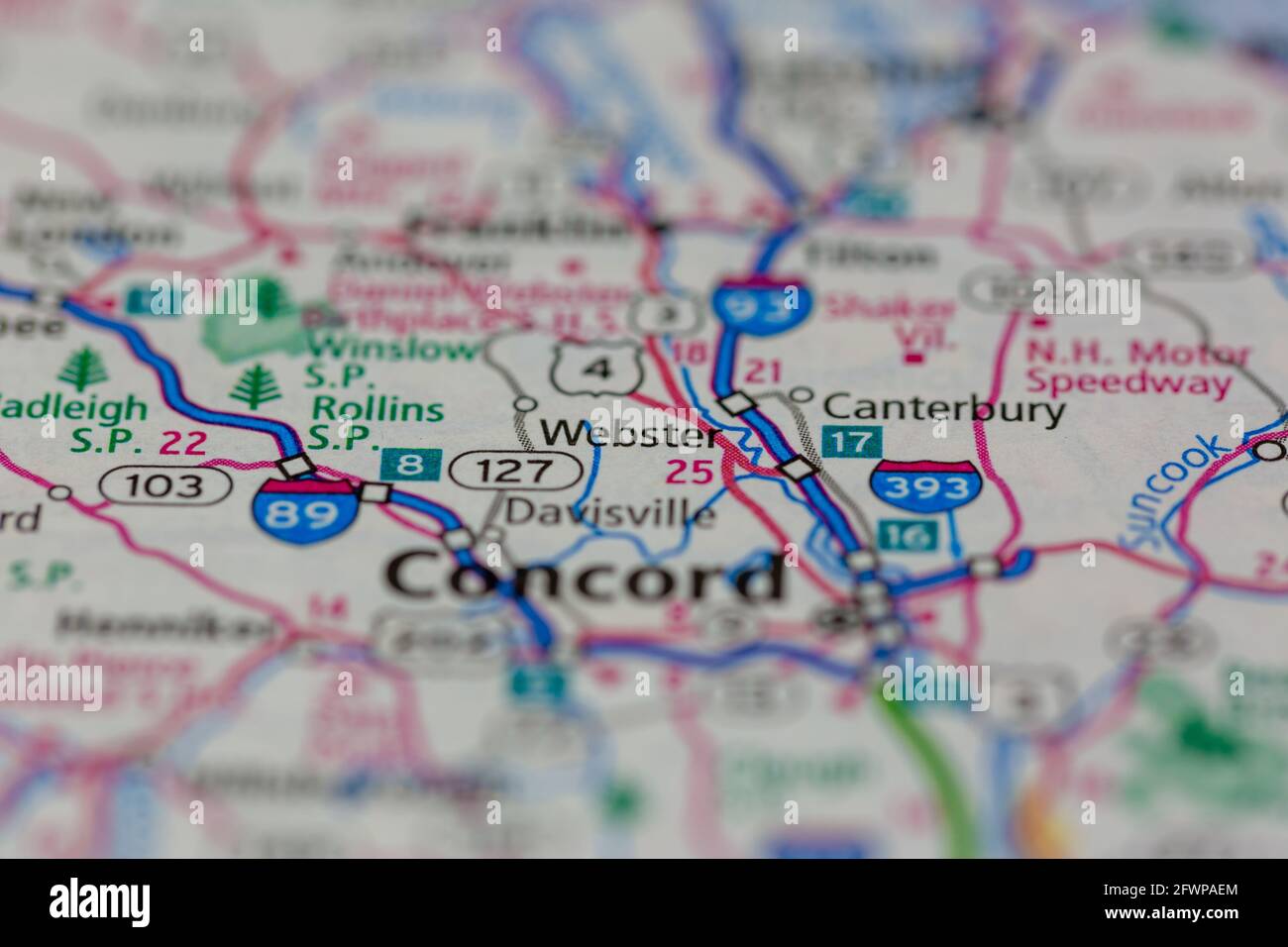 ster New Hampshire USA shown on a Geography map or Road map Stock