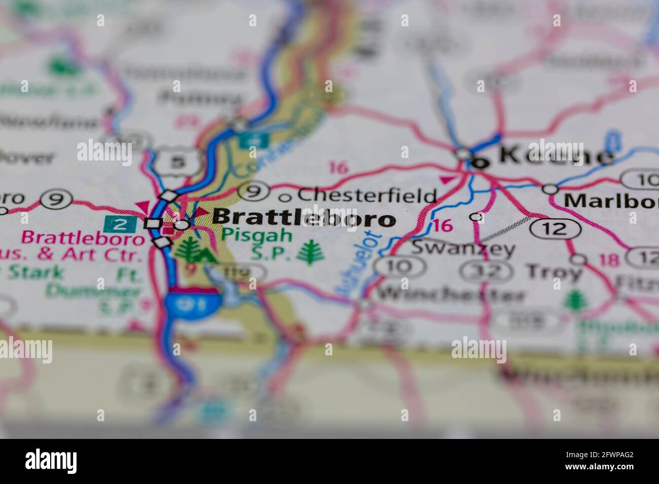 Modern Geography Map of Brattleboro, NH