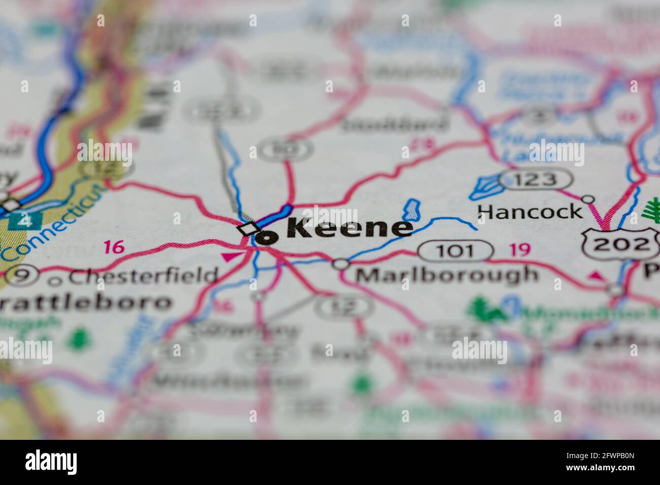 Keene New Hampshire USA shown on a Geography map or Road map Stock