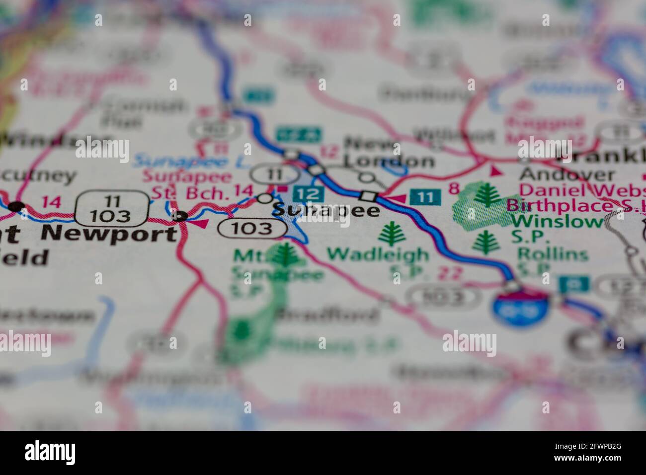 Sunapee New Hampshire USA shown on a Geography map or Road map Stock Photo Alamy