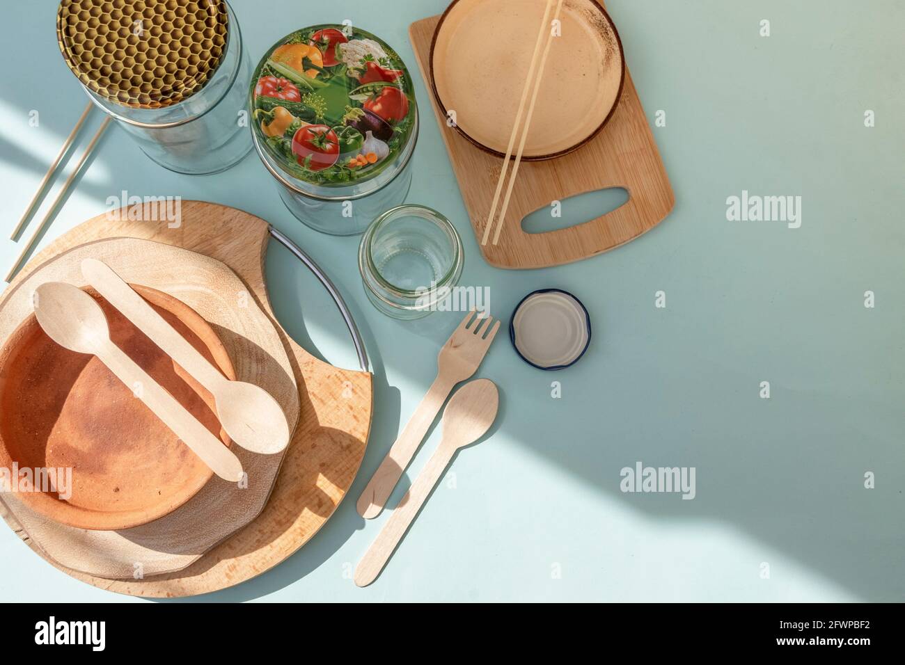 Eco friendly reusable kitchen utensils. Ecology, recycling, no plastic