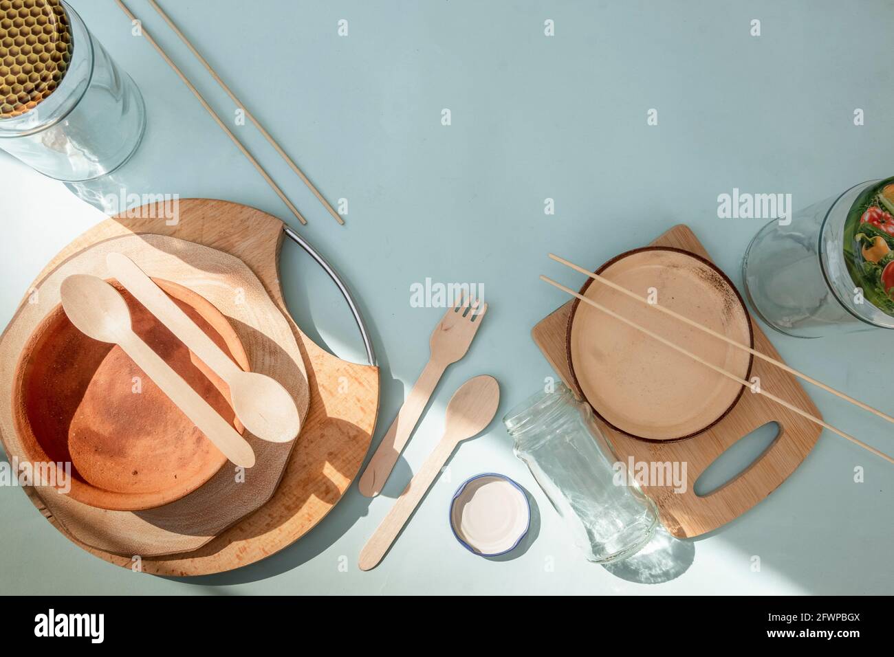 Eco friendly reusable kitchen utensils. Ecology, recycling, no plastic