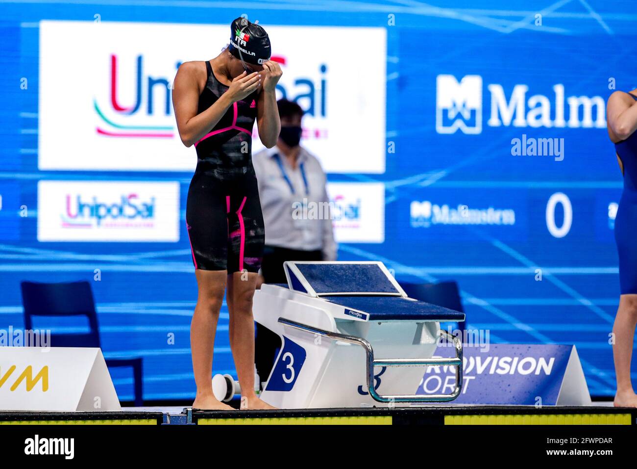 BUDAPEST, HUNGARY - MAY 23: Simona Quadarella of Italy competing at the Women 400m Freestyle Final during the LEN European Aquatics Championships Swim Stock Photo