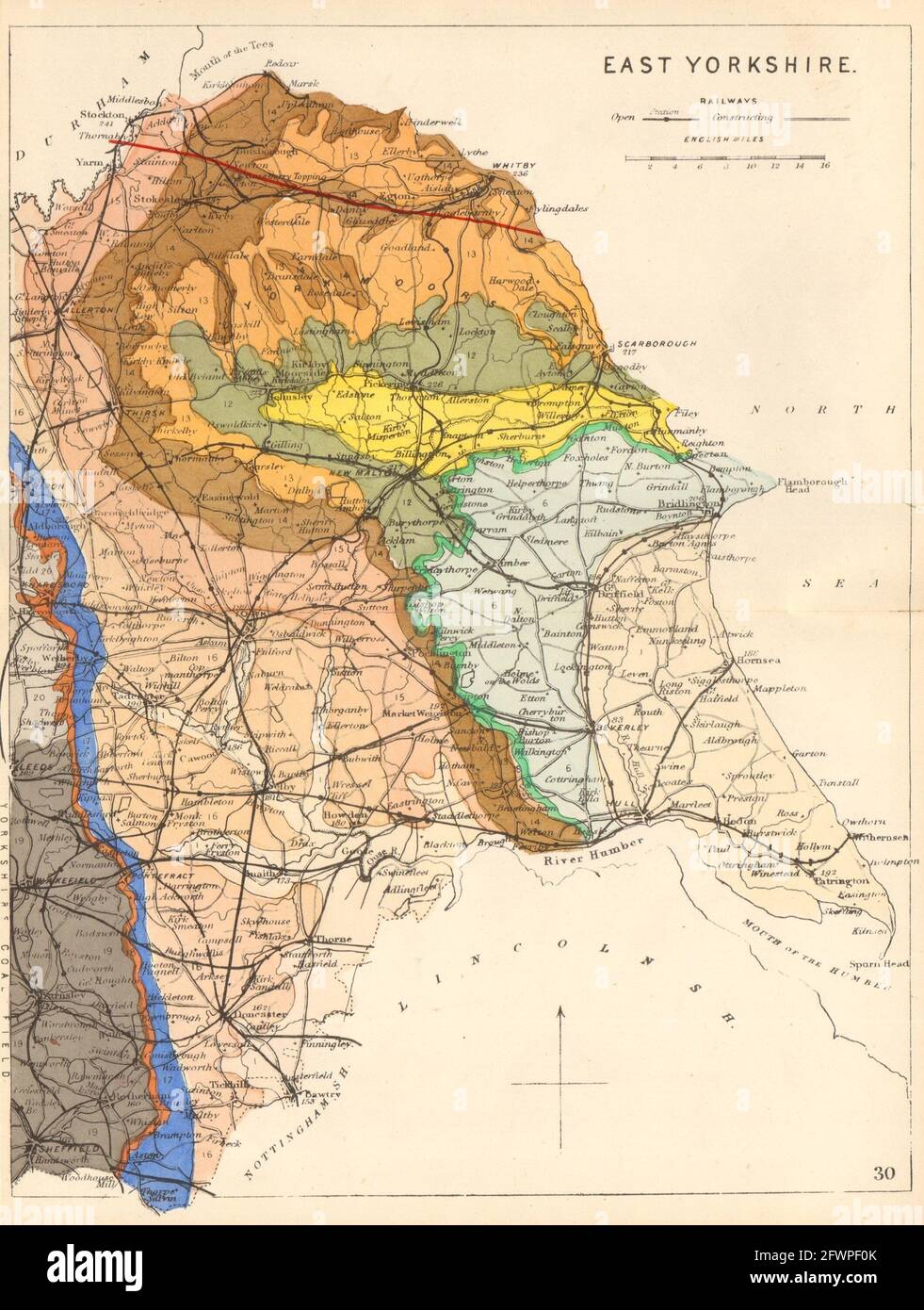Geological Map Of Yorkshire East Yorkshire Antique Geological County Map By James Reynolds 1864 Stock  Photo - Alamy
