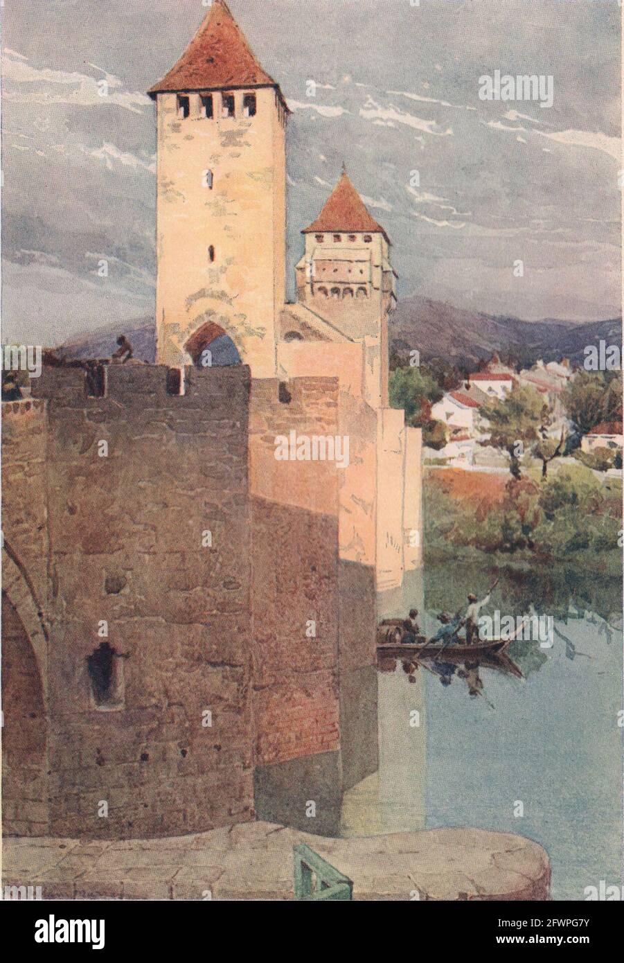 Cahors, Pont Valentré (1265-1383) from the west by Alexander Murray. Lot 1904 Stock Photo