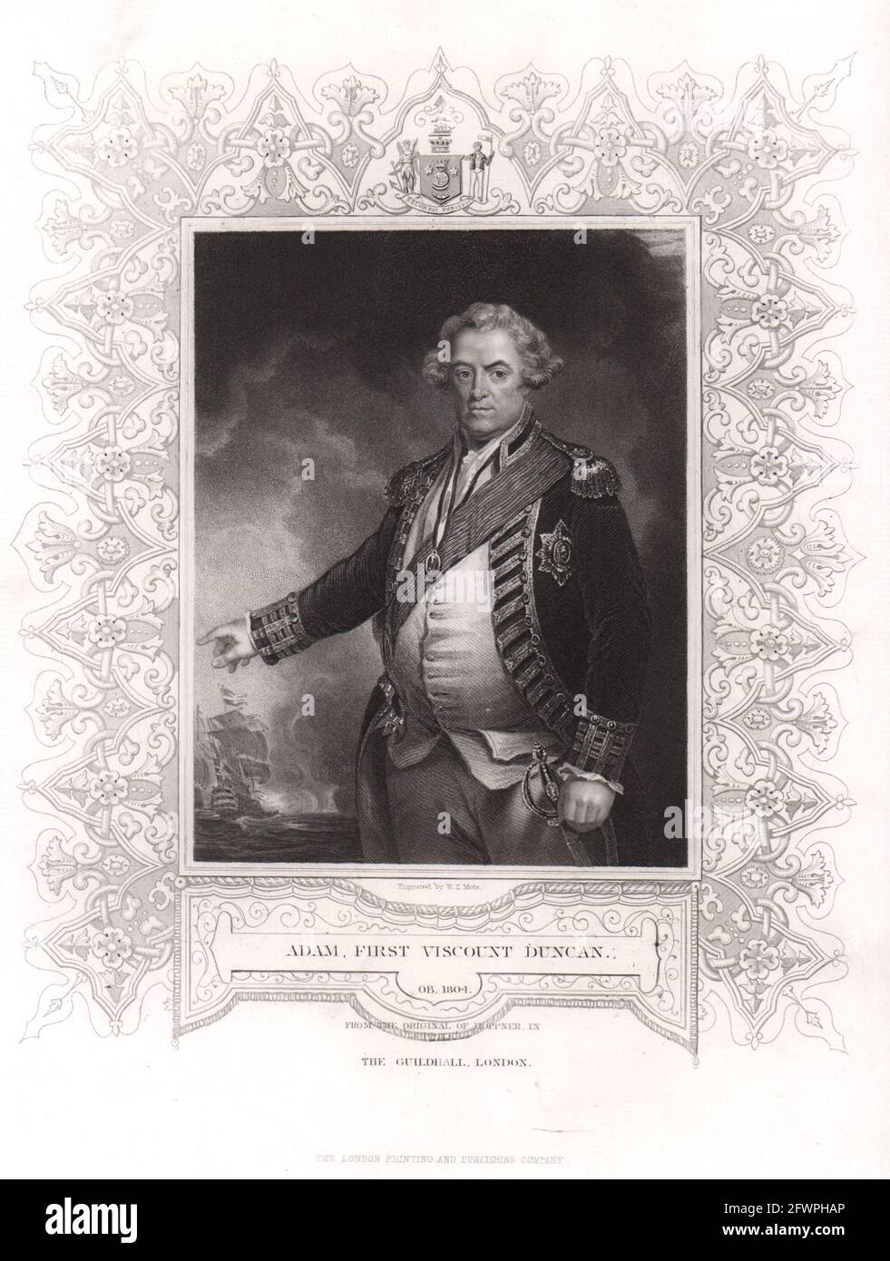 Adam, 1st Viscount Duncan (1731-1804). After Hoppner. TALLIS c1855 old print Stock Photo