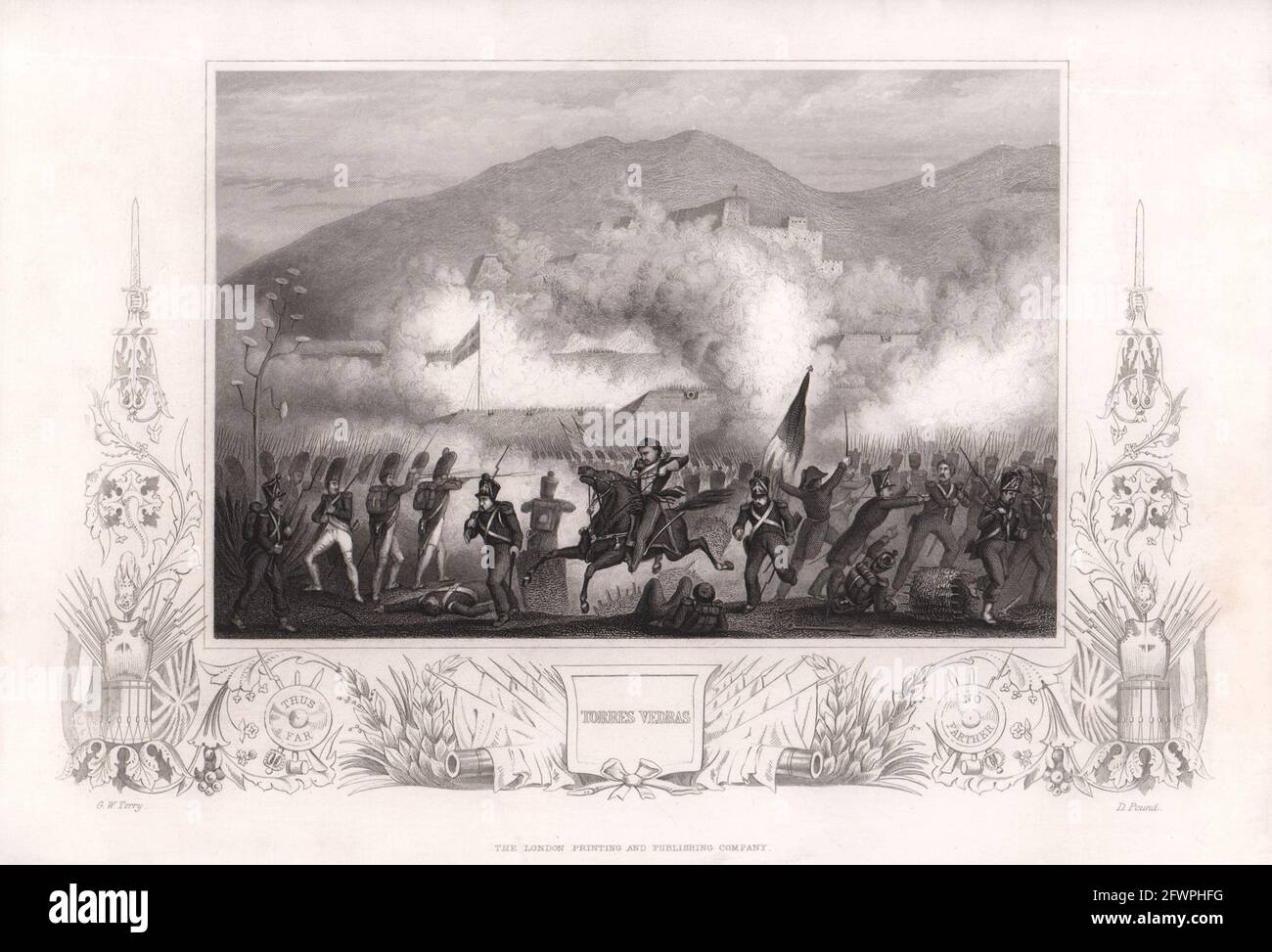 Battle of Torres Vedras, Portugal 1846. Built for Peninsula War. TALLIS c1855 Stock Photo