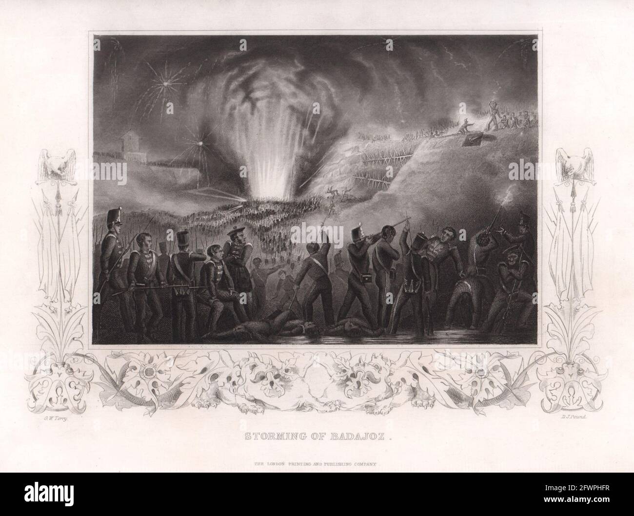 Storming of Badajoz, Spain. Peninsular War 1812. TALLIS c1855 old print Stock Photo