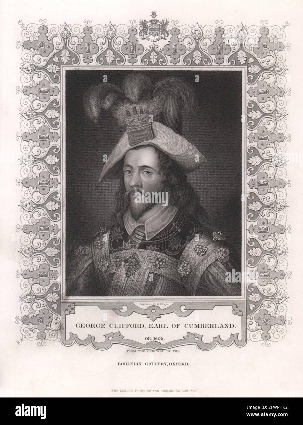 George Clifford, Earl of Cumberland. TALLIS c1855 old antique print picture Stock Photo