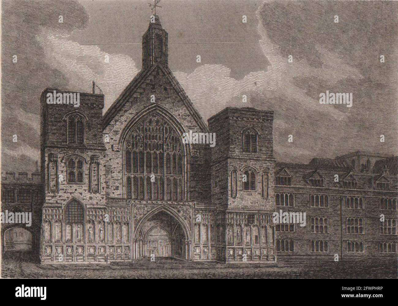 Westminster Hall, London. Antique engraved print 1817 old Stock Photo