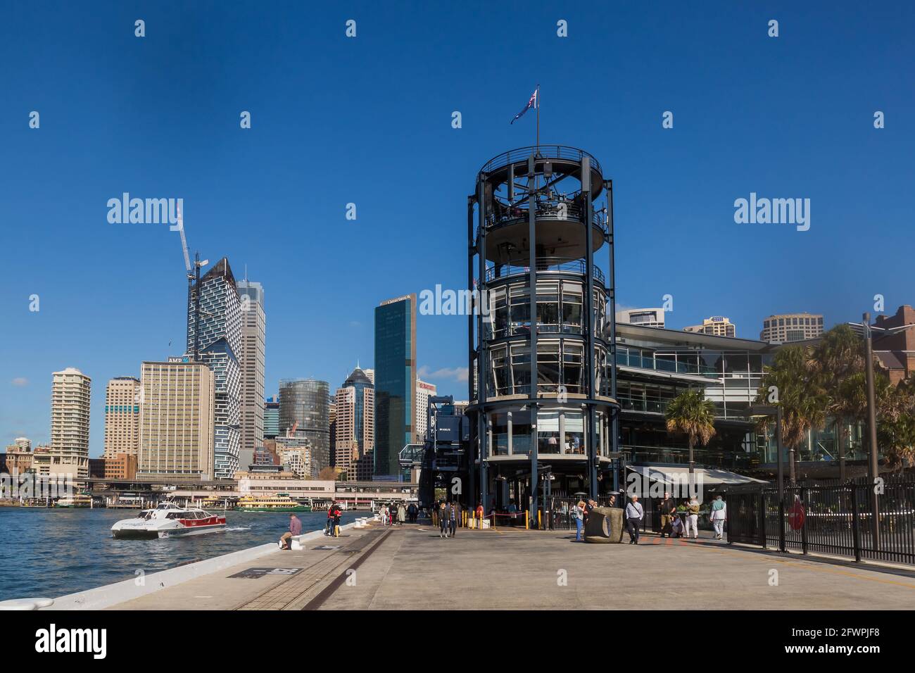 The Overseas Passenger Terminal, The Rocks, Sydney, Australia. Surrounded by skyscapers Stock