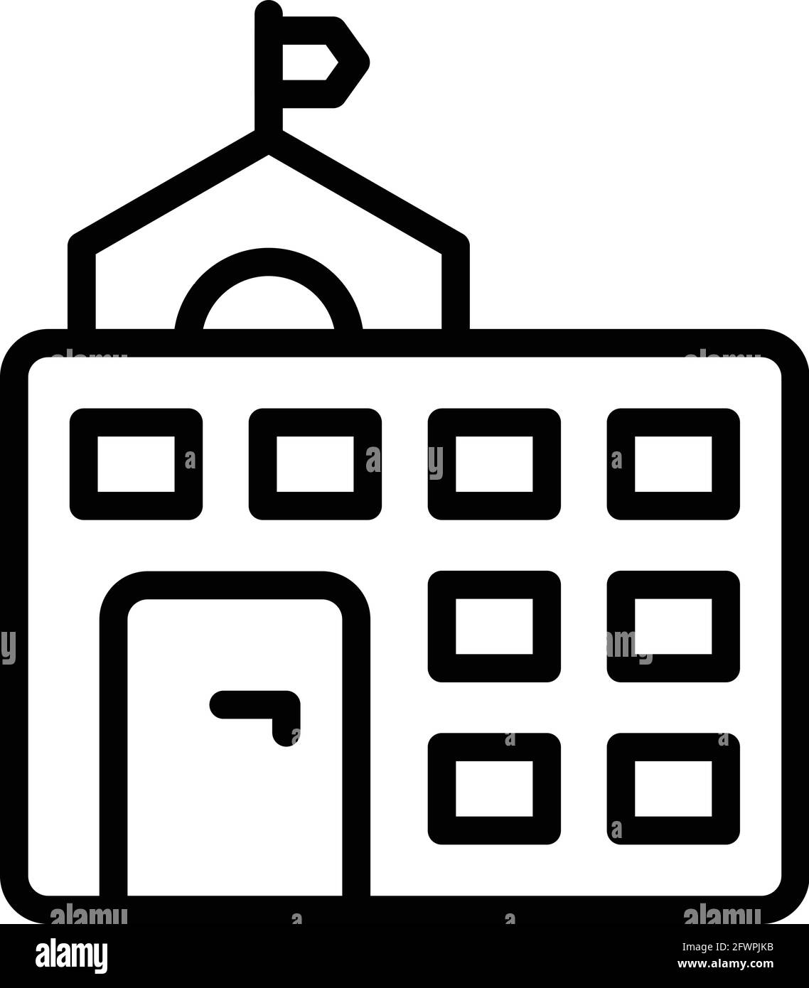 School building icon. Outline School building vector icon for web design isolated on white background Stock Vector
