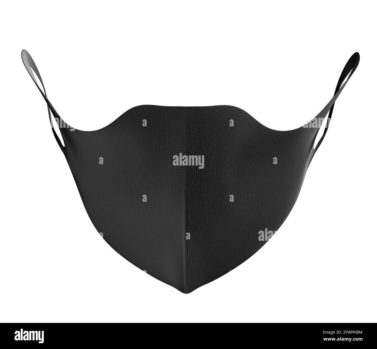 Black Face Mask Mockup, Dark dust mask 3d rendering isolated on white