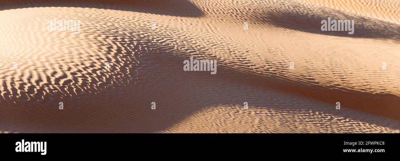Abstract sand dunes panorama, desert of Sahara, South Tunisia Stock Photo
