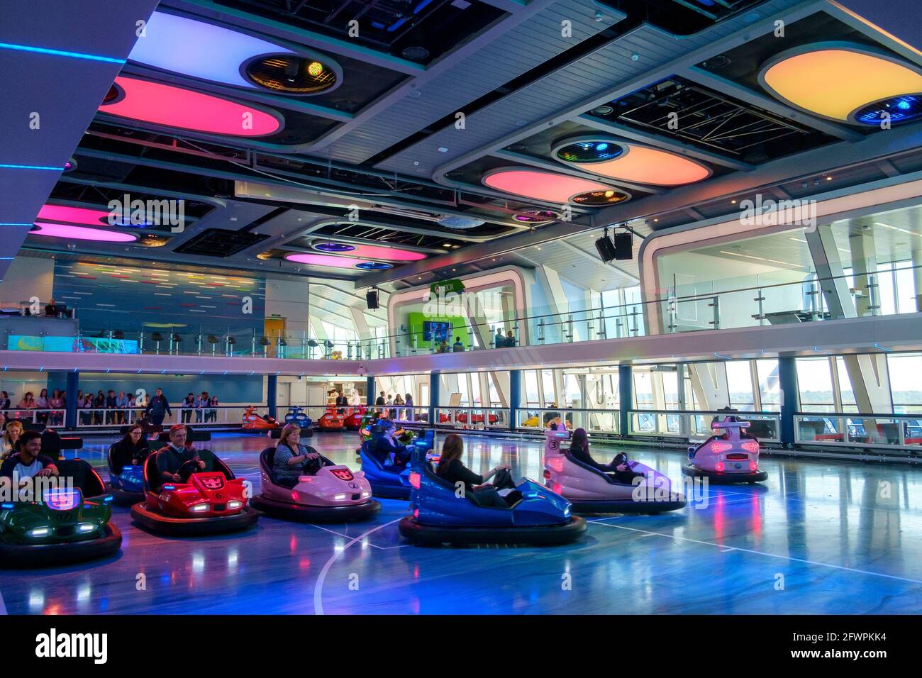 Bumper cars on the Royal Caribbean's cruise ship Anthem of the Sea's Stock Photo