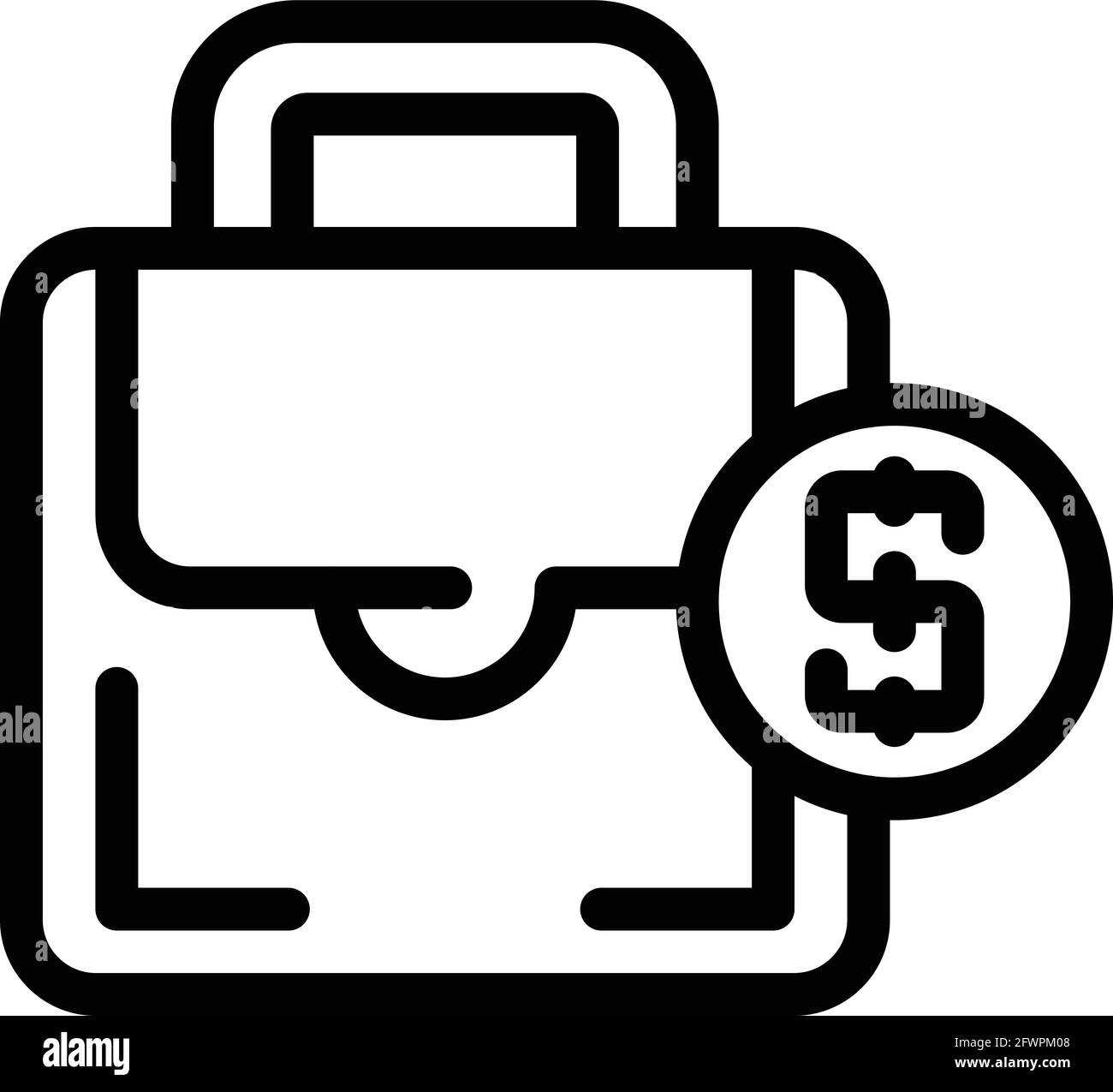 Suitcase money icon. Outline Suitcase money vector icon for web design isolated on white background Stock Vector
