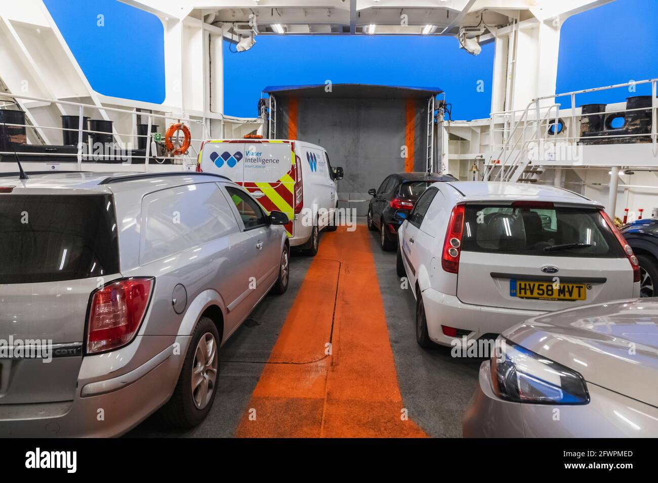 England, Isle of Wight, The Car Deck of the Wightlink Portsmouth to