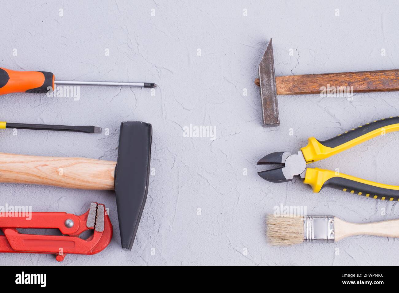 Different construction tools and copy space Stock Photo Alamy