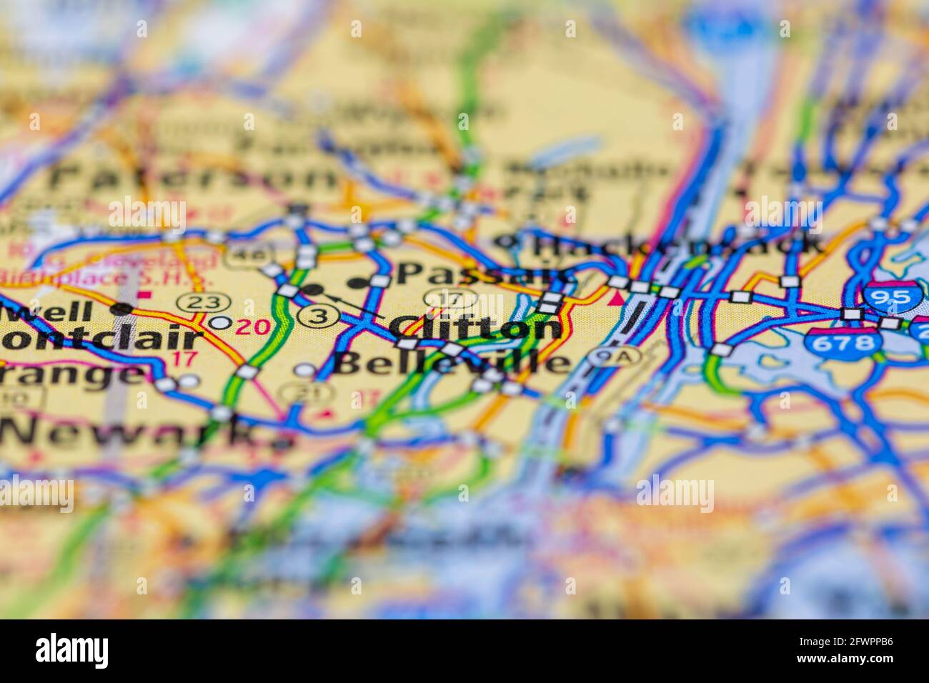 Clifton New Jersey USA shown on a Geography map or road map Stock Photo