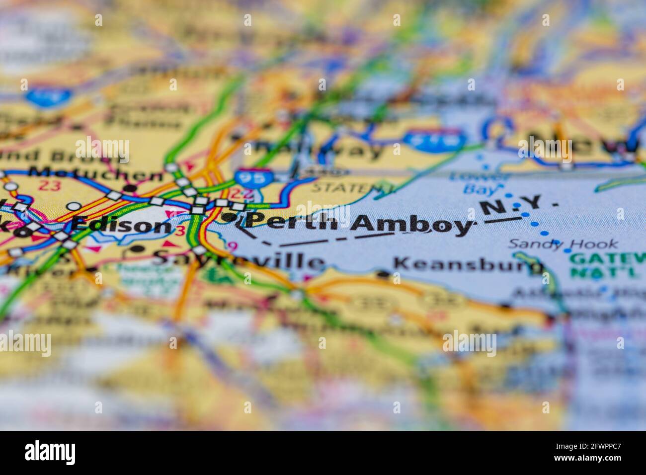 Perth Amboy New Jersey USA shown on a Geography map or road map Stock Photo