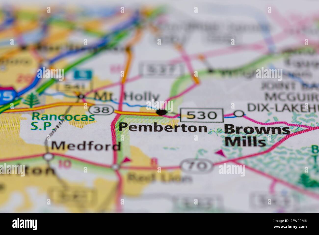 Pemberton New Jersey USA shown on a Geography map or road map Stock