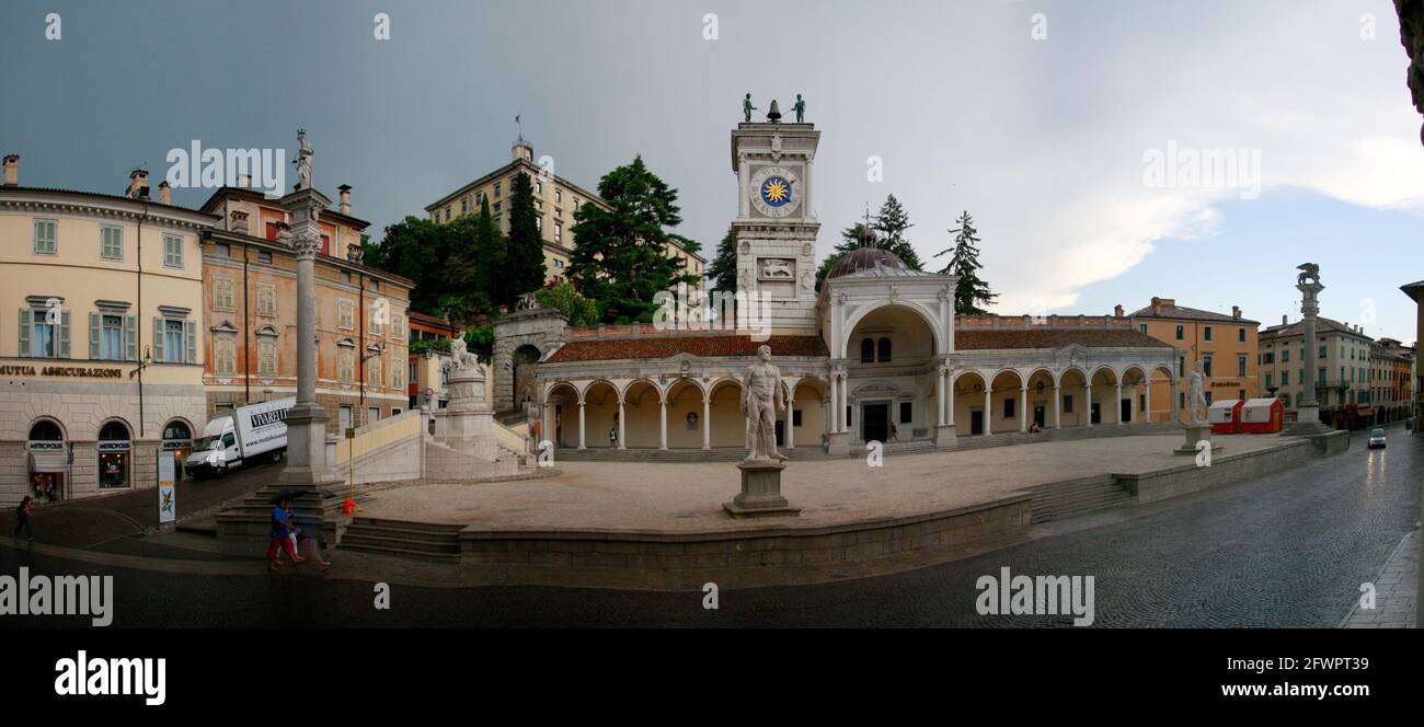 Panorama: Piazza Liberta - Udine, Italien. Stock Photo