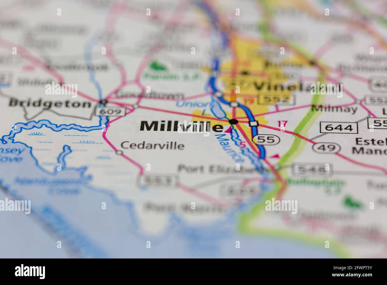 Millville New Jersey USA shown on a Geography map or road map Stock 