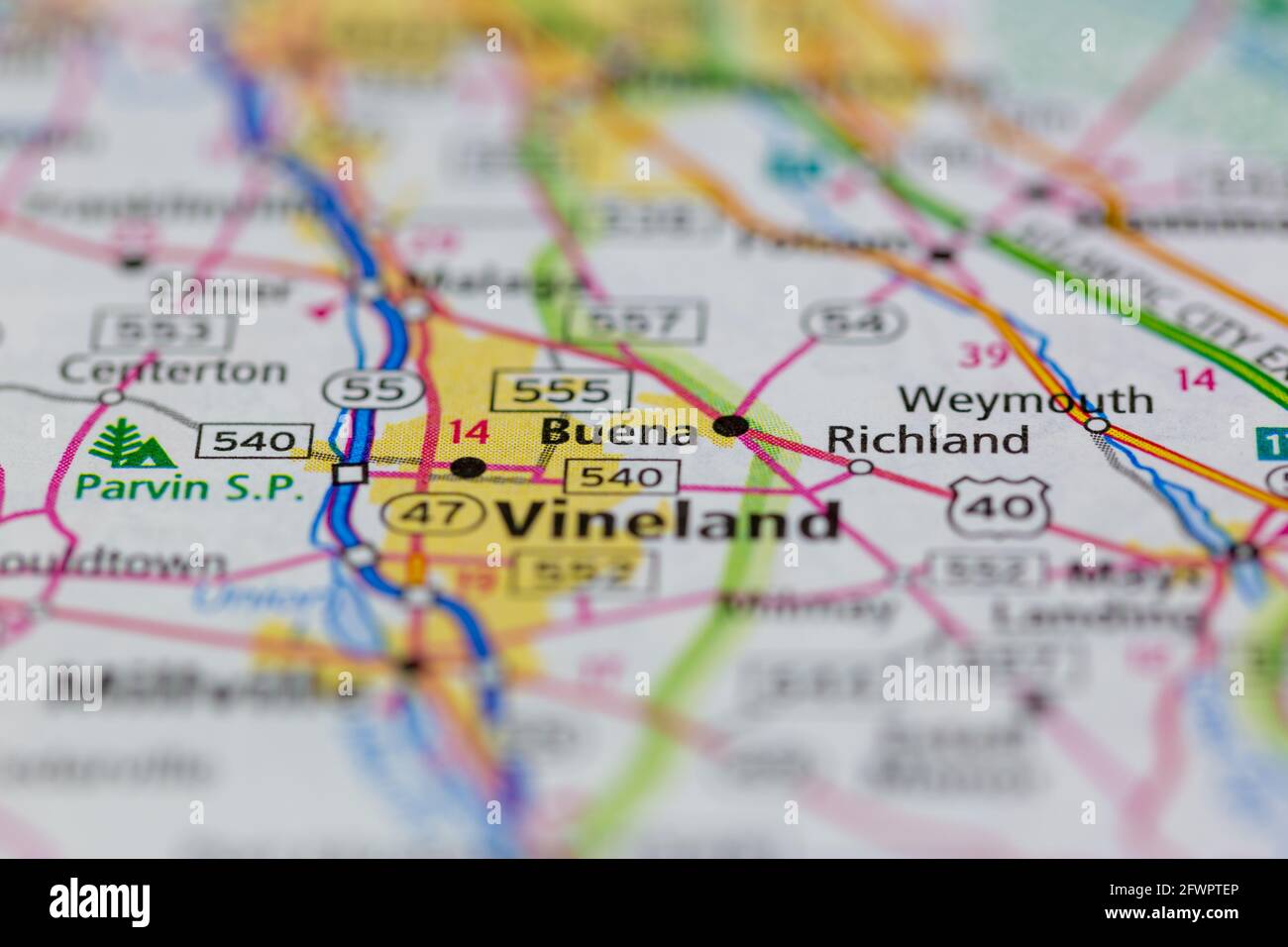 Buena New Jersey USA shown on a Geography map or road map Stock Photo