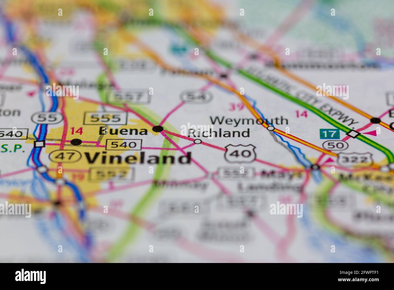 Richland New Jersey USA shown on a Geography map or road map Stock Photo