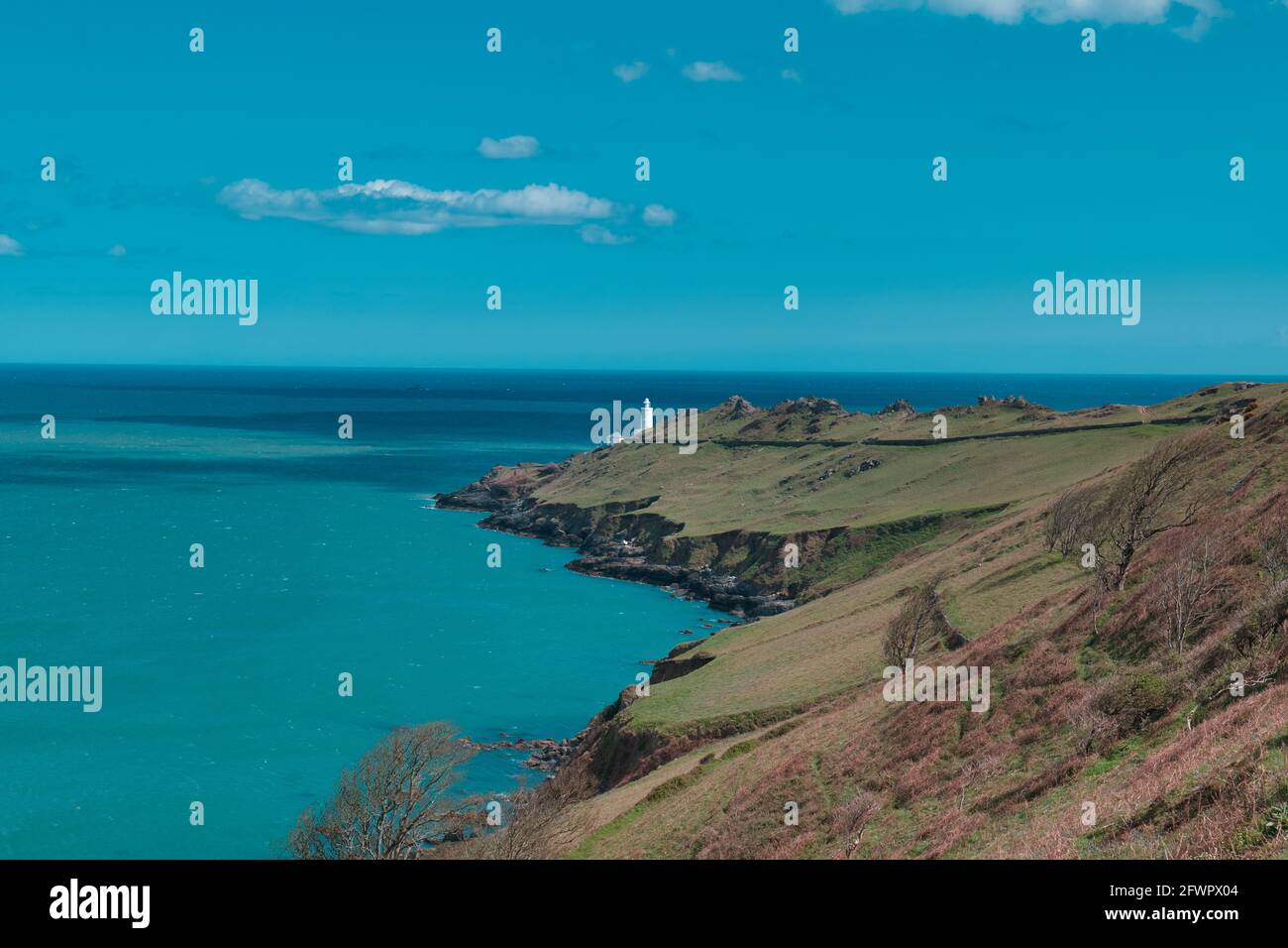 Start Point Cliffs Start Point and lighthouse Stock Photo - Alamy