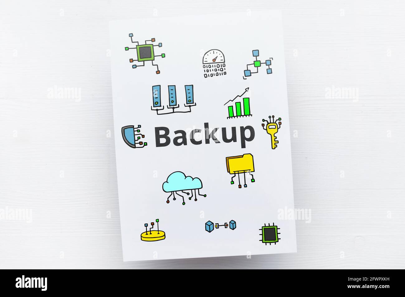 Concept backup or file and recovery phrase for crypto wallet with abstract  icons Stock Photo - Alamy