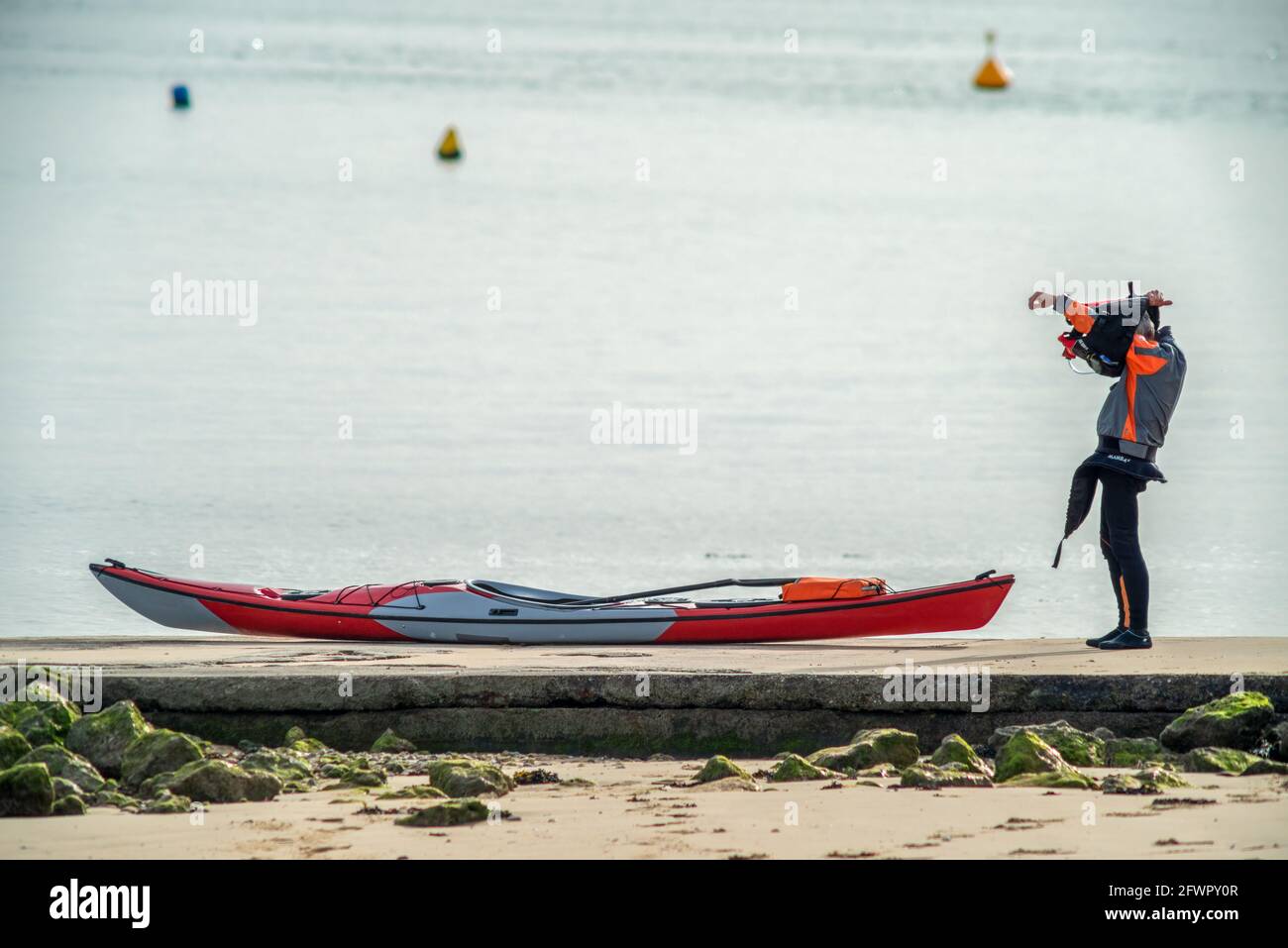 Sea kayak in Charente Maritime, France on western Atlantic coast of Charente Maritime near La Rochelle Stock Photo