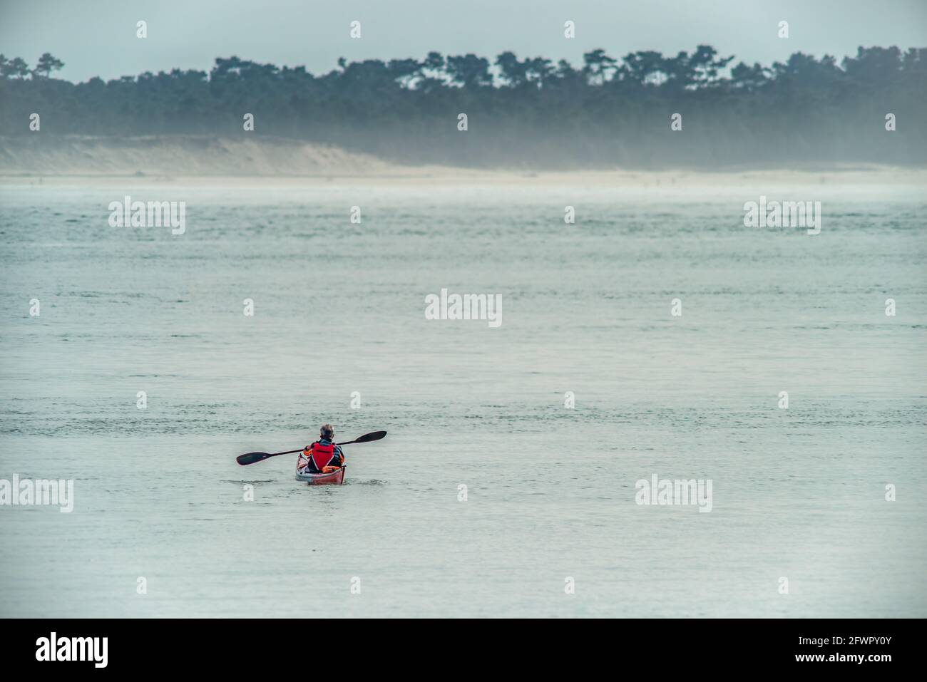 Sea kayak in coastal seas around Oleron Island, Charente Maritime, France near La Rochelle on Atlantic coast Stock Photo