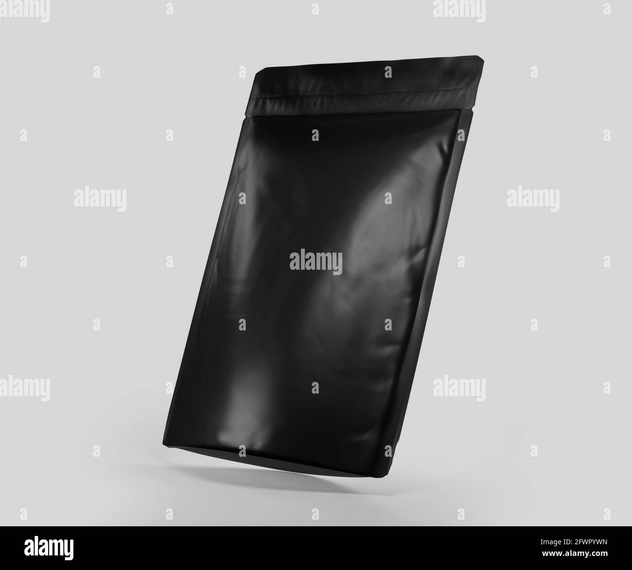 Black Foil plastic pouch coffee bag, Dark Aluminium coffee or juice package 3d rendering