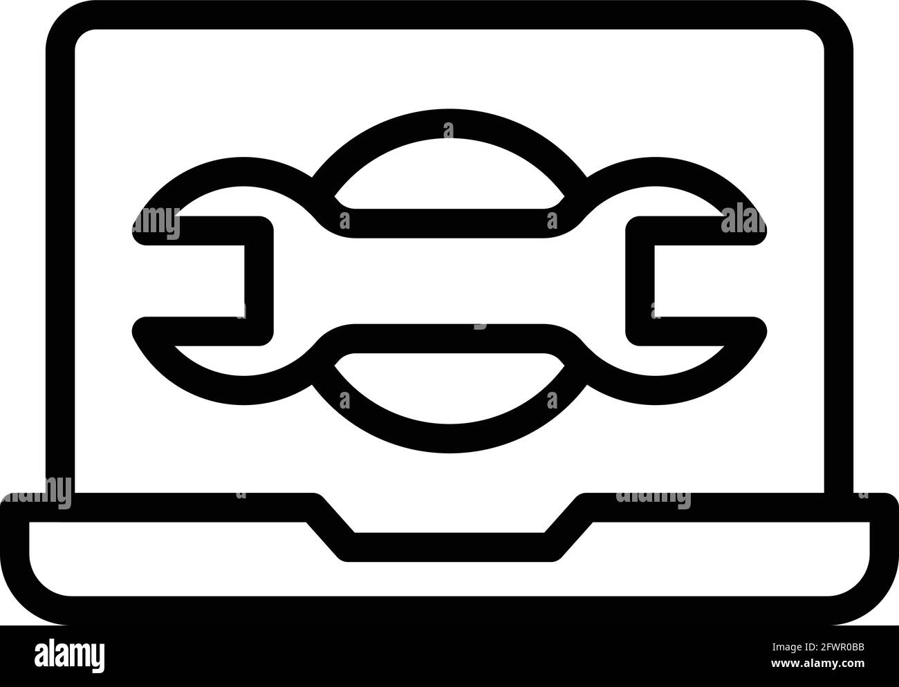 Key repair laptop icon. Outline Key repair laptop vector icon for web design isolated on white background Stock Vector