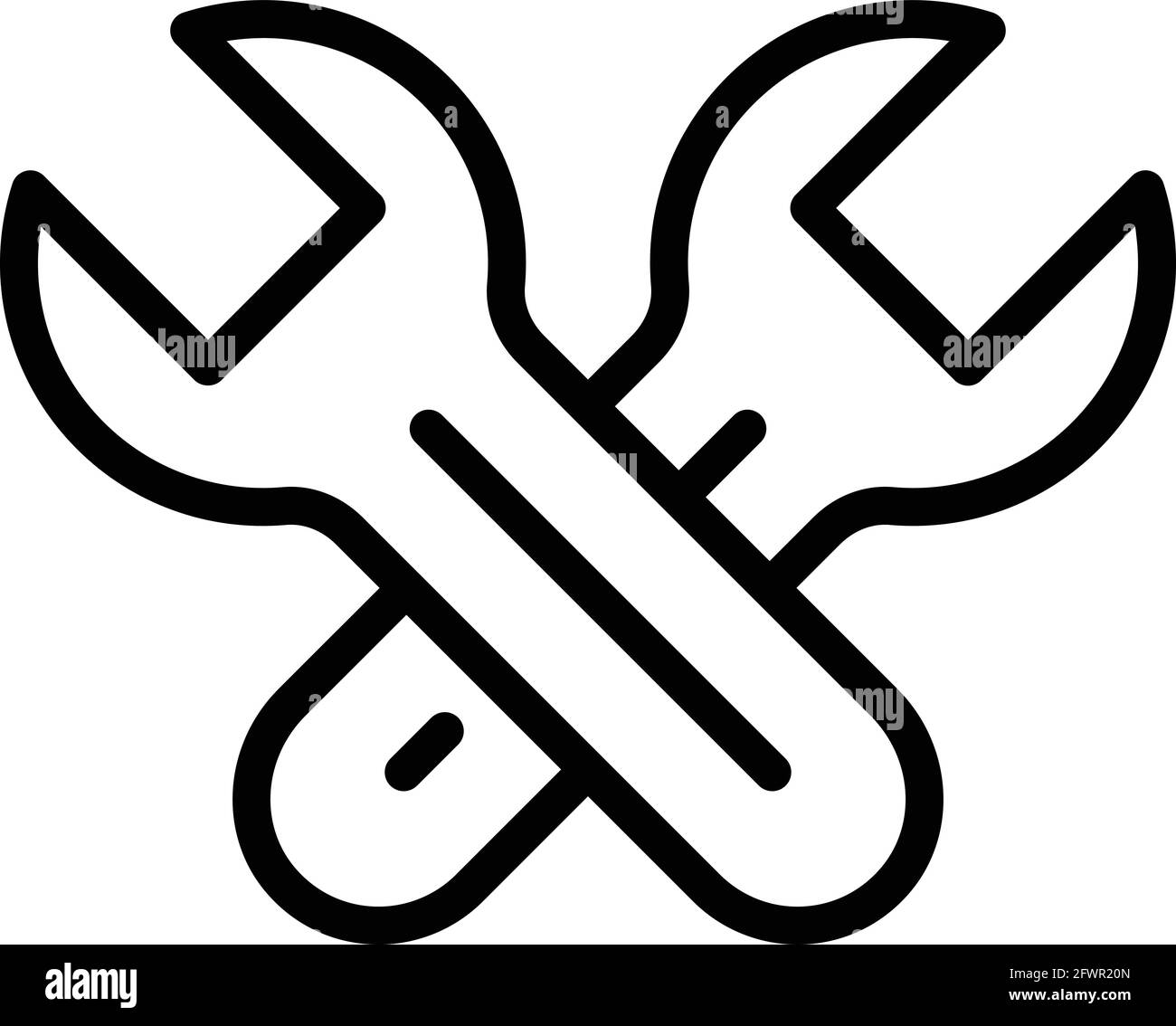 Key fixing laptop icon. Outline Key fixing laptop vector icon for web design isolated on white background Stock Vector