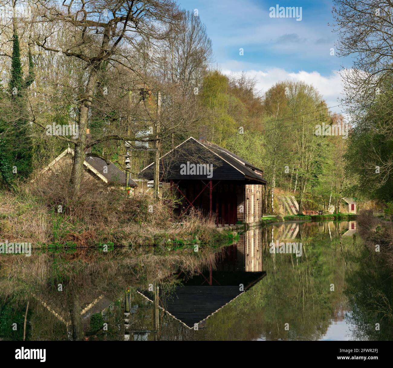 Cromford Canal, The wharf shed, Cromford, Derbyshire peak district, England, UK Stock Photo
