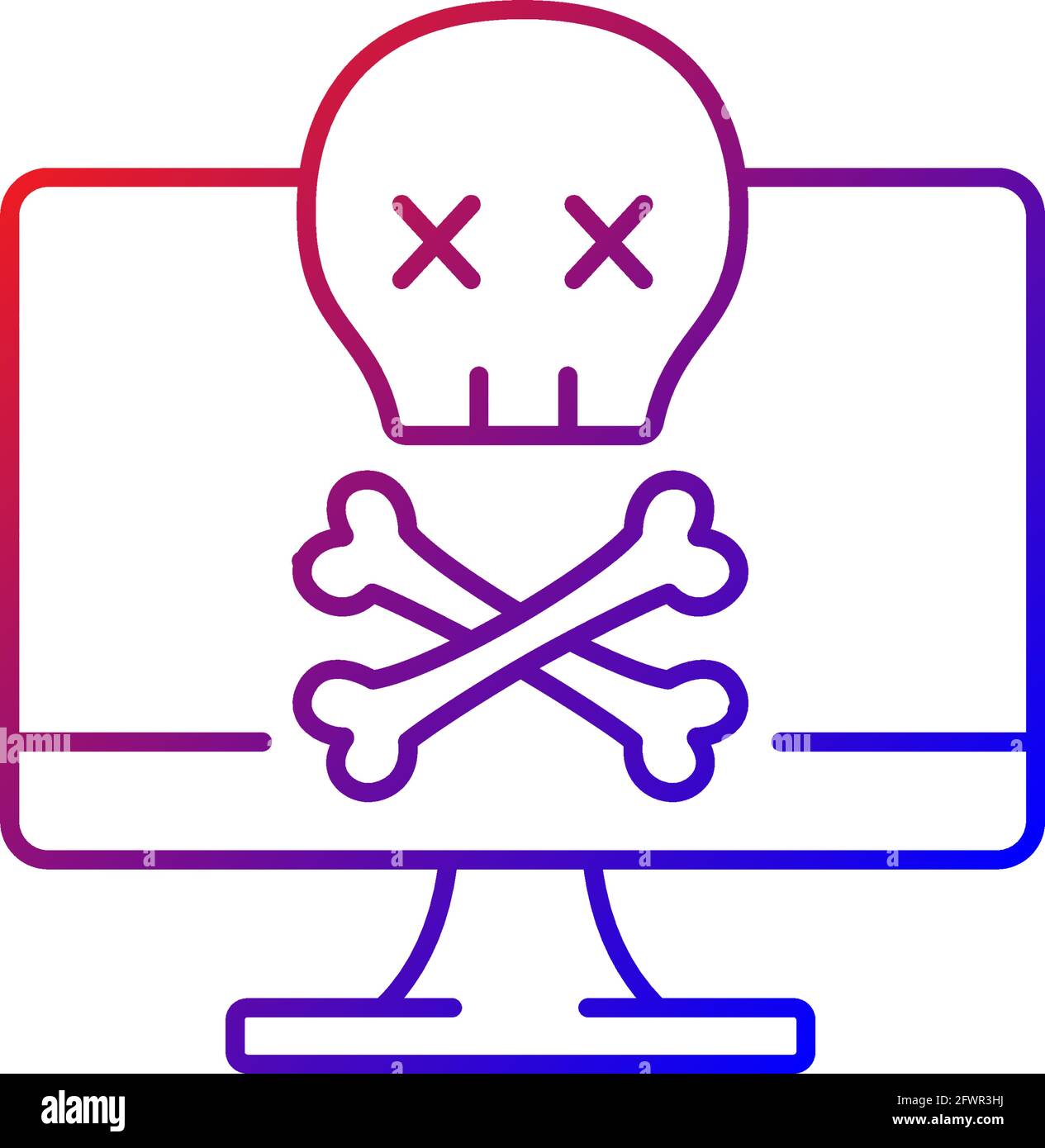 Computer not starting gradient linear vector icon Stock Vector