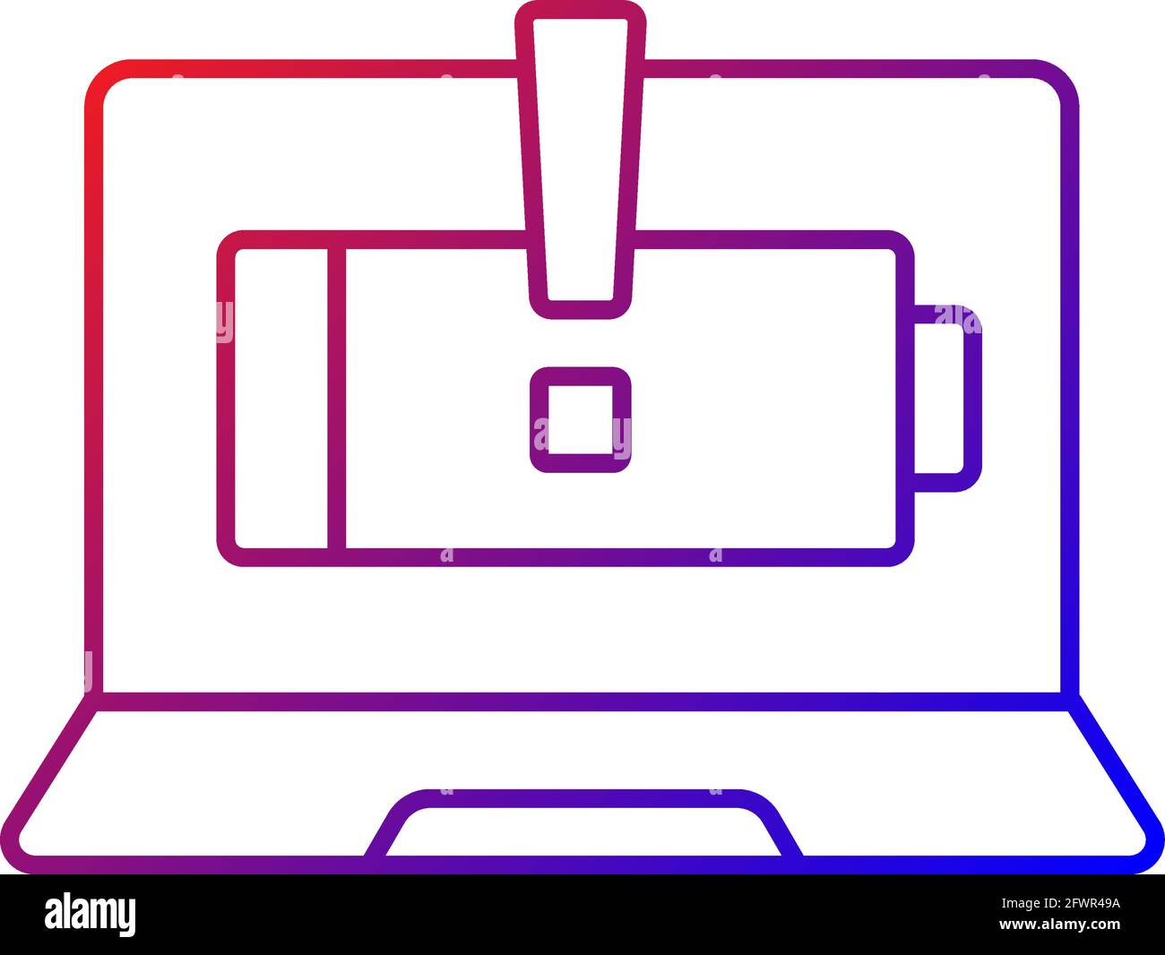 Computer does not charge gradient linear vector icon Stock Vector