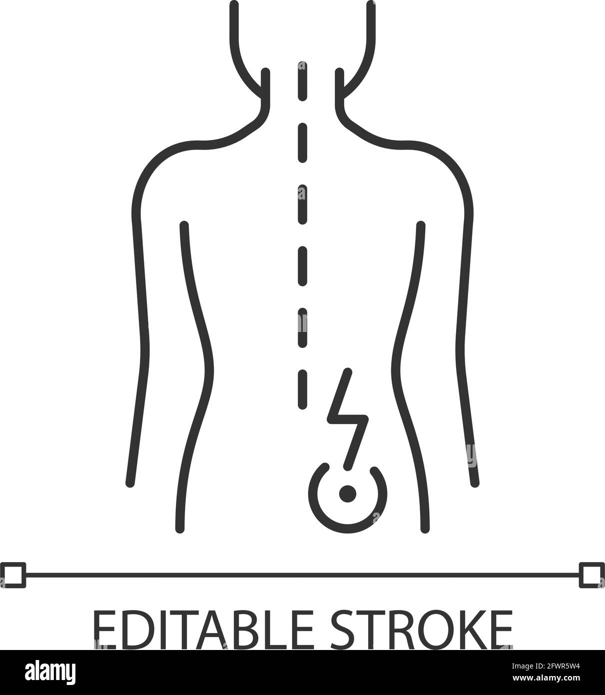 Lower right back pain linear icon Stock Vector