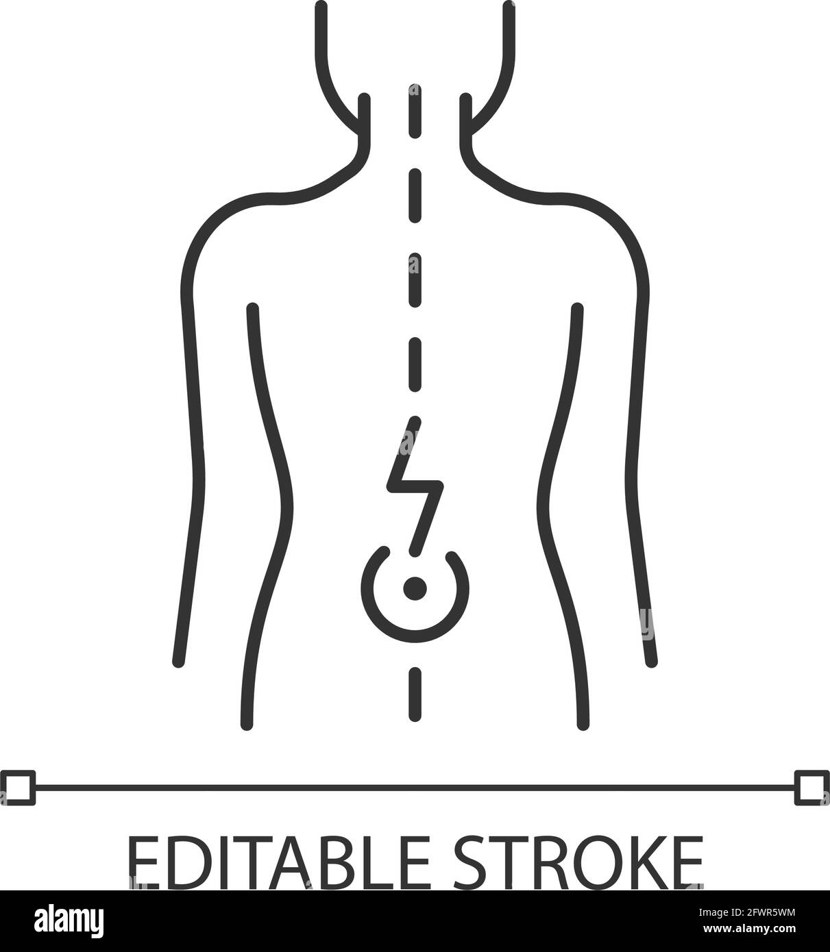 Lower back pain linear icon Stock Vector