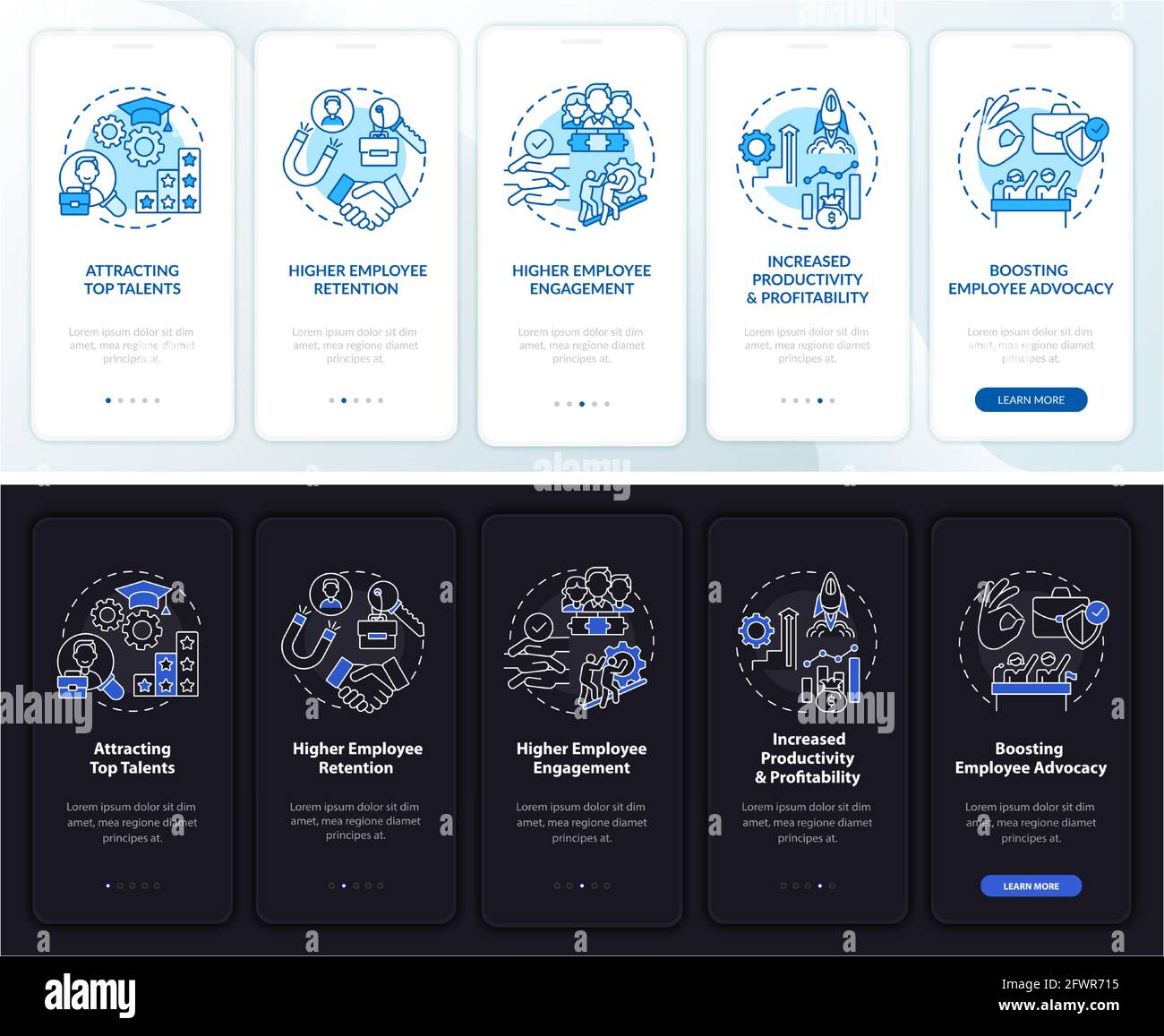 Business culture onboarding mobile app page screen with concepts Stock ...